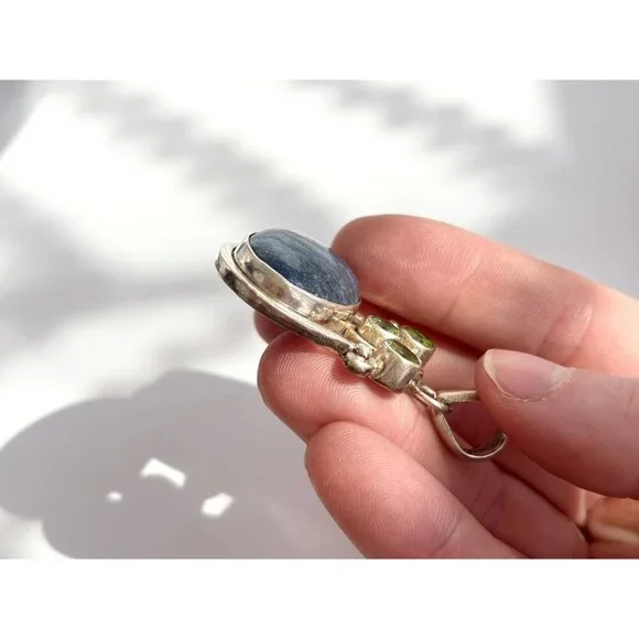 Lapis Lazuli Peridot Semi-Precious Sterling Silver Southwest 925 VintagePendant - Picture 8 of 10